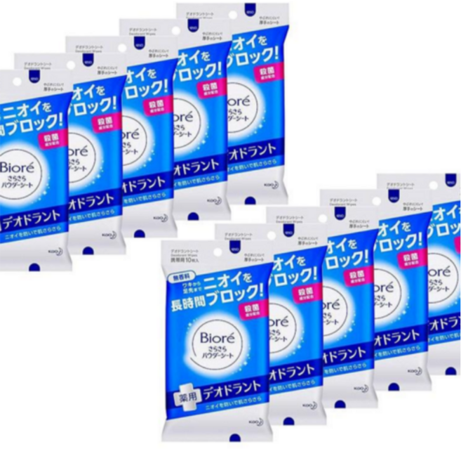 비오레 사라사라시트 데오드란트 티슈 무향 10장x10, 10개
