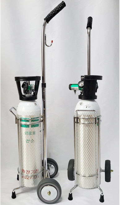 의료용 휴대용 산소호흡기 2.8L세트/4.6L세트 가정용 대용량 바퀴카트, 4.6L세트(산소통+레귤레이터+콧줄+마스크+바퀴카트), 1개