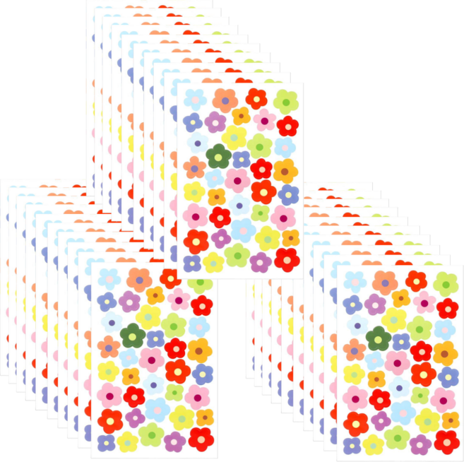 스노벨 1470PCS 미니 꽃 스티커 30장 세트, 1세트, 혼합(S744)30장