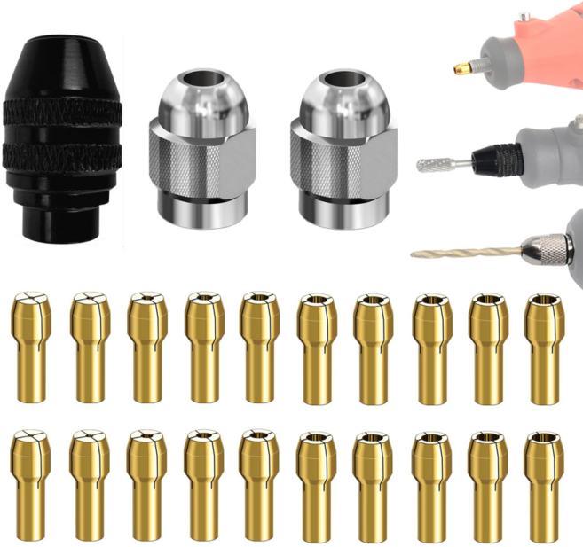 미니 드릴척 키레스척 콜렛 드릴척 세트 변환 전동 드릴척 드라이버 공구 20 개 마이크로 트위스트 핸드 드릴 키트 척 전기 드릴 비트 콜렛(0.5-3.2mm), 1개