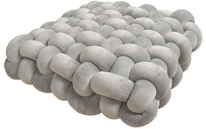 手工編織坐墊抱枕 40*40cm, 淺灰色