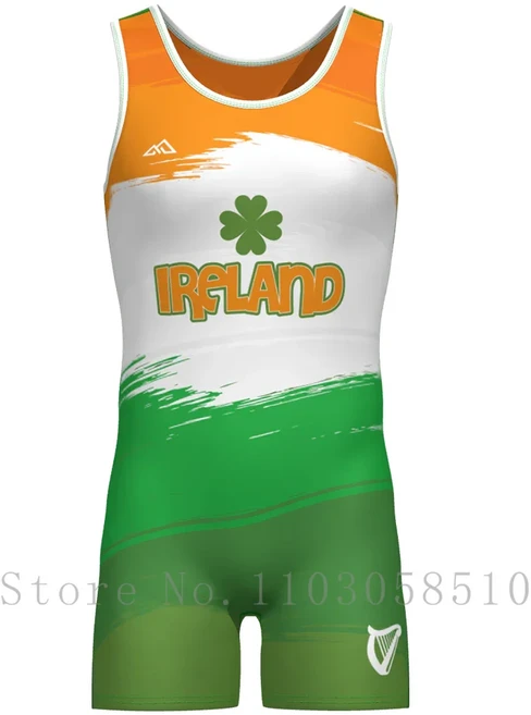 레슬링복 남성용 싱글렛 세트 원피스 파워리프팅 바디수트 체육관 스포츠 피트니스 스킨수트 다리미 민소매 역도 의류