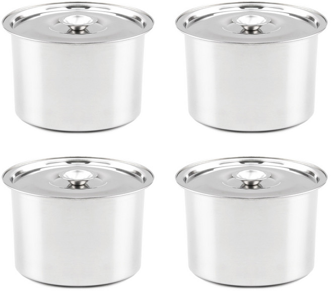 원형 스텐 바트 뚜껑포함 4개입 세트 사이즈 카페 식당 BMP 뼈통 보관용기, 4개, 단일