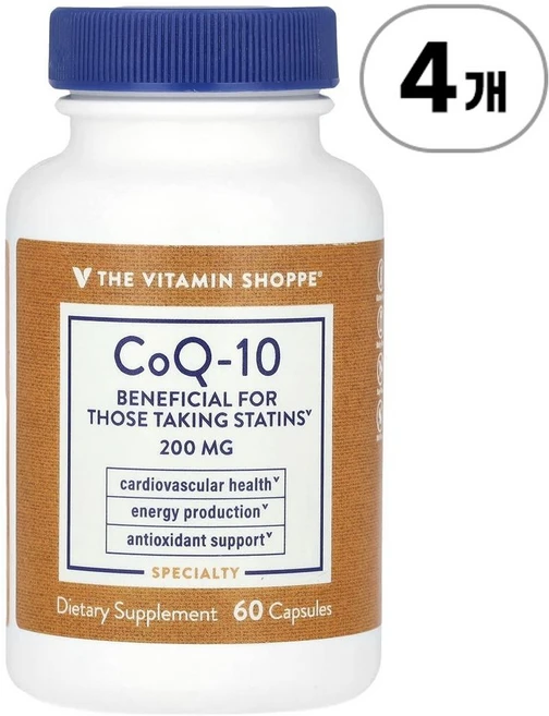 비타민숍 코큐텐 200mg The Vitamin Shoppe CoQ-10 200 mg 60정, 4개 - 쿠팡