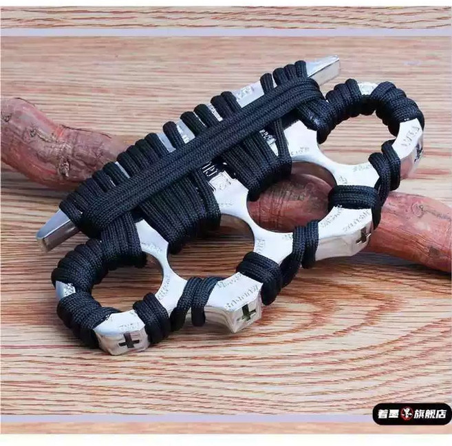 티타늄 너클 주먹 호신용 손가락 긴급 청록색 방어 호신용품, B. 악령 은색+끈