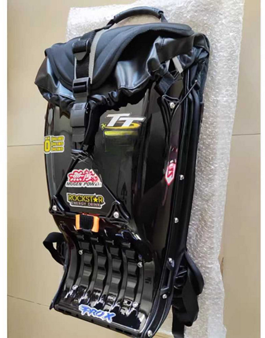 오토바이 백팩 라이딩 리어백 바이크 가방 라이더, 1개, 무광블랙스프레이/헬멧망+브랜드반사스티커