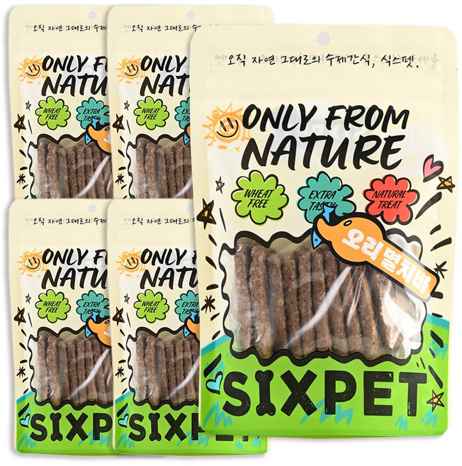 식스펫 국내산 오직 자연재료 30일 강아지 고양이 간식, 80g, 5개, 쿠키 오리멸치바