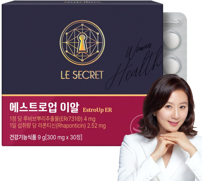 [무료배송/오늘출발] 르시크릿 에스트로업 이알 루바브 여성갱년기 집중 케어, 1박스, 30정