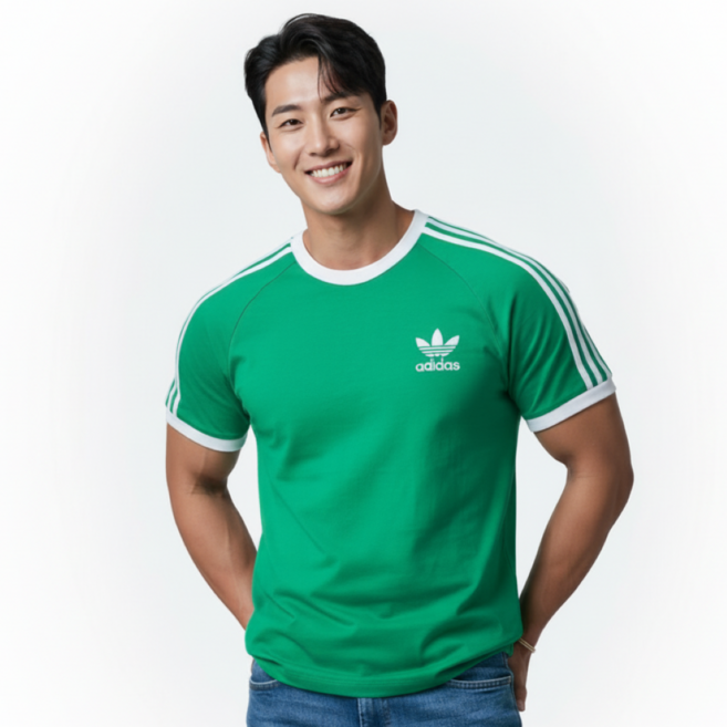 아디다스 남녀공용 오리지널 삼선 3S 반팔티 아디컬러 그린 스트릿 데일리 티셔츠