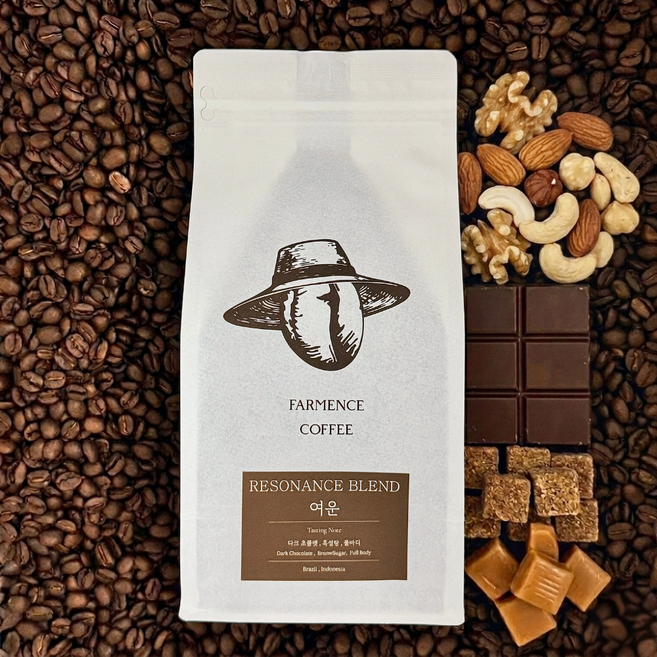 [파먼스커피] 다크초콜릿 원두 묵직한 진한 고소한 여운 블렌드 홀빈 대용량, 1개, 1kg, 홀빈(분쇄안함)
