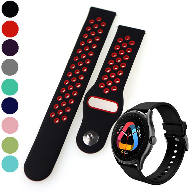 큐씨와이 QCY 워치 GT GS 스포츠 우레탄 호환 스트랩, 03 BKPK22, 1개