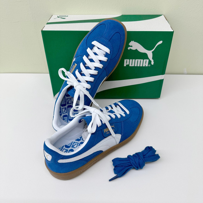 푸마 팔레르모 클래식 스웨이드 남여공용 스니커즈 운동화 코발트블루 화이트 신발끈 추가 증정