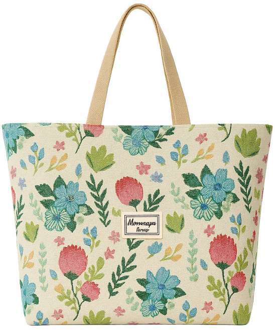 러너즈 플라워 린넨 에코 캔버스 보부상 숄더 토트백