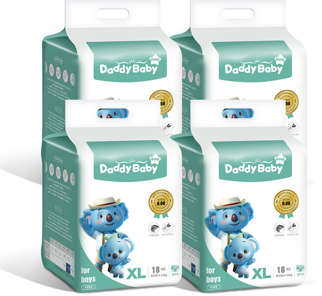 대디베이비 골드 팬티기저귀 남아용, 특대형(XL), 72매