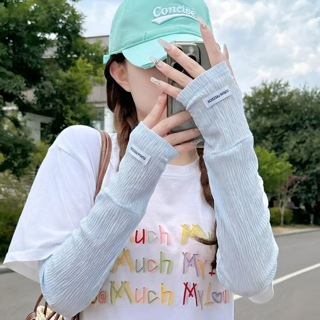 디망 붙지않는 플리츠 쿨토시 팔토시, 2개, 플리츠스카이