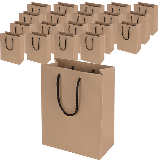 크라프트 무지 쇼핑백, 베이지색, 20개