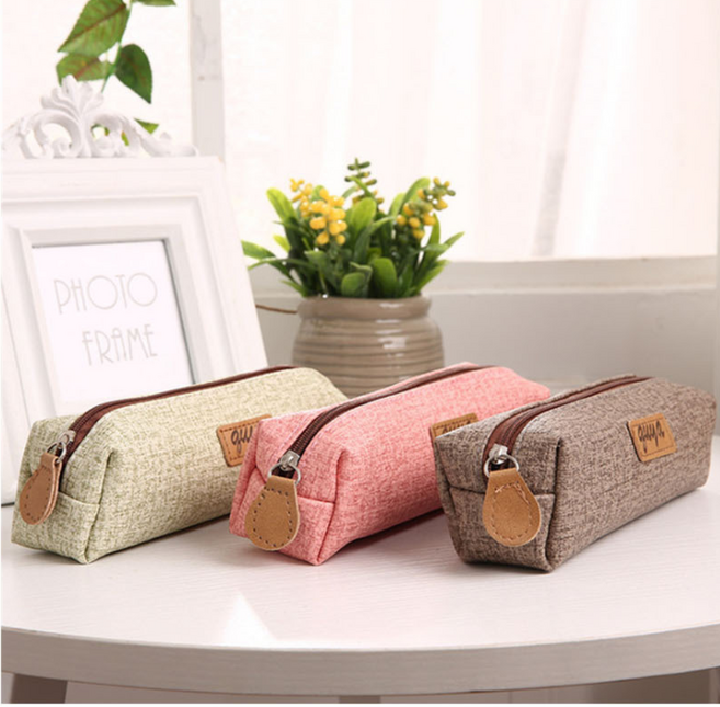 심플 펜슬 필통 파우치 학용품 초등 중학생 고등학생 대학생, 베이지, 1개