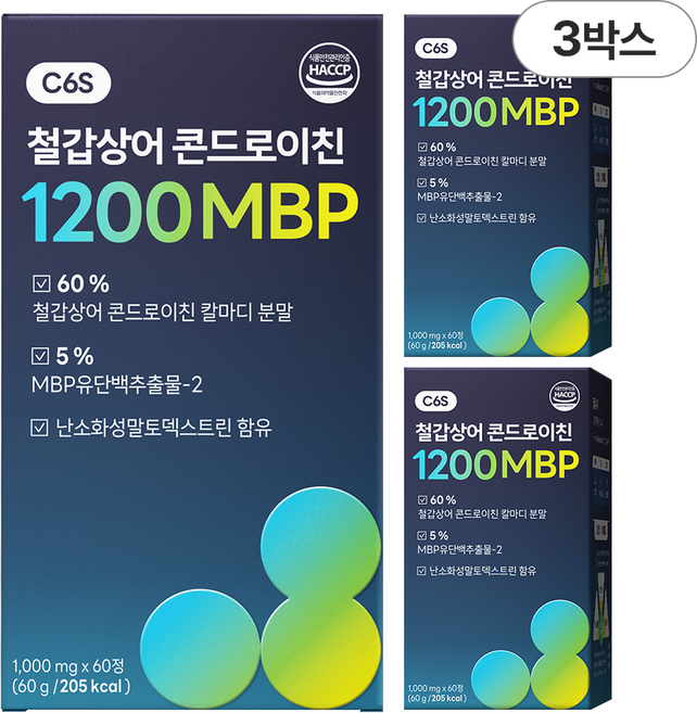 담을수록 철갑상어 콘드로이친 1200 MBP C6S 6형 식약청 인증 저분자 뮤코다당단백 보스웰리아, 3박스, 60정