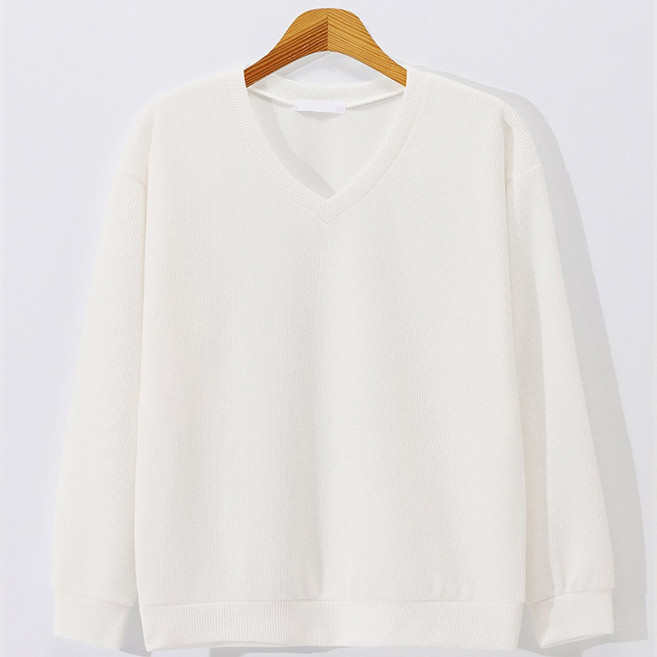 후앙스 데일리 리브드 스판 니트 브이넥 맨투맨 JBWT-9603