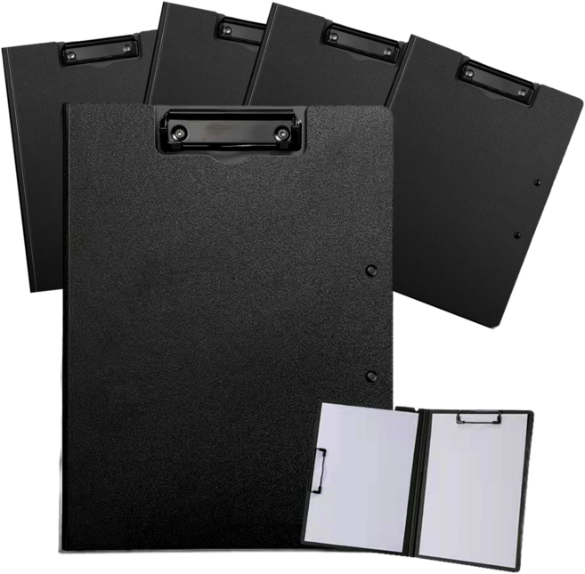 더먼트 고급 커버형 양방향 A4 클립보드, 5개, 블랙