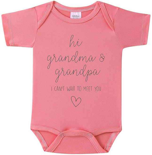 BIBIBLISSBABY Hi Grandma& Grandpa I can't Wait to Meet You Baby Announcement 우주복 조부모를 위한 임신 발표 T, Apple Blossom