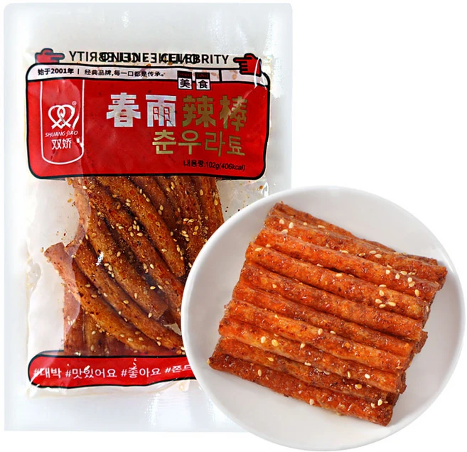 (배터짐) 쌍교 매콤 고소한 참깨 춘우라툐 라이아오 쫀득이 간식(스틱형), 10개, 102g - 쿠팡