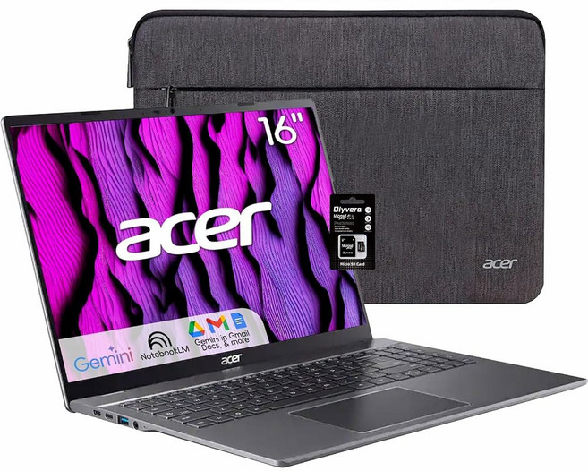 ACER 크롬북 플러스 516 16인치 WUXGA I3-1315U 8GB A USB-C LPDDR5 인텔 UFS WI-FI 128GB 블루투스 HDMI 노트북, 8GB RAM|128GB Storage, 40.6cm(16인치) 그레이