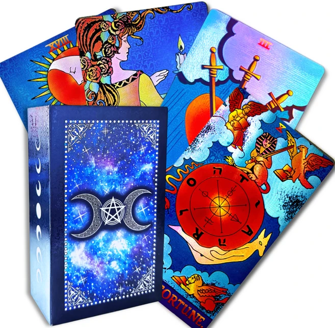 라이더 웨이트 타로카드 유니버셜 특별판 금박 디자인 +설명서, Blue Moon, 1개 - 쿠팡