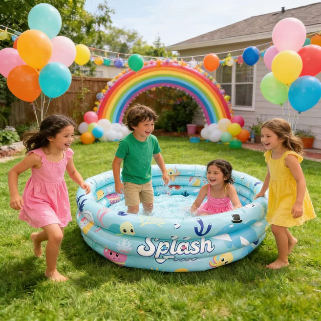 兒童充氣游泳池寶寶戲水池家用海洋球池, 1個, 130#粉白【充氣水池】