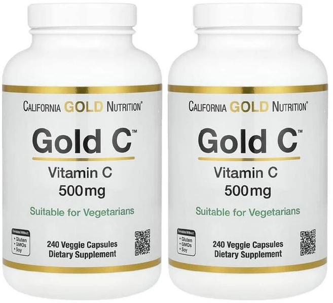 1+1 캘리포니아골드뉴트리션 CGN 비타민C 메가도스 USP등급 500mg 240베지캡슐 아스코빅애씨드 아스코르빈산 아스코르브산, 240정, 2개 - 쿠팡