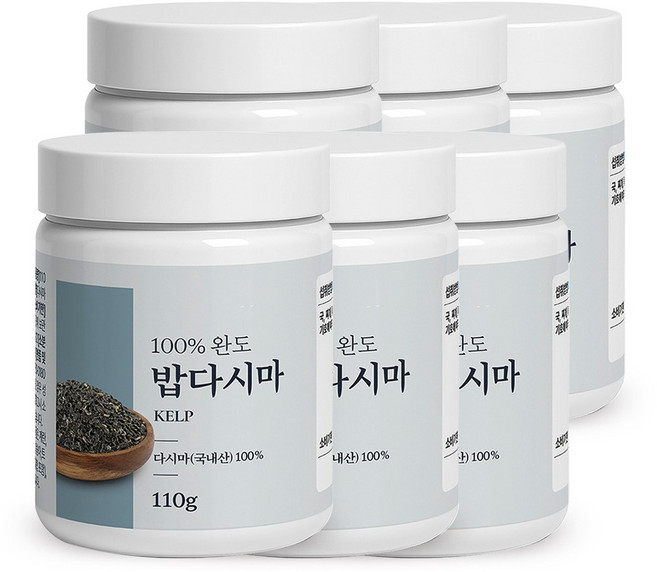 국산 완도 밥다시마 가루 분말 무첨가 요리용 육수 천연 만능 조미료, 6개, 110g