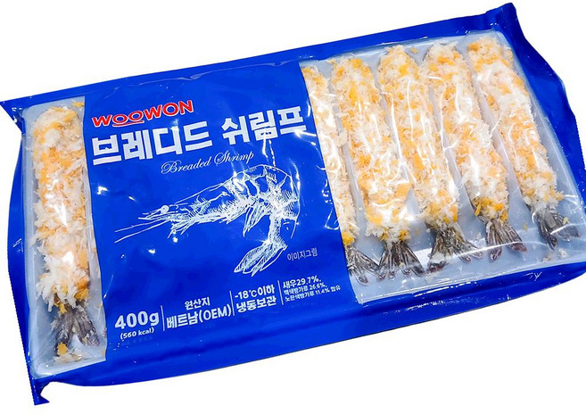 우원 냉동 빵가루 새우 40g 10마리 400g 업소용, 1개