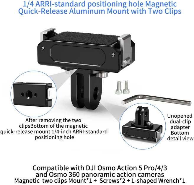 DJI 오즈모 액션 5 프로 4 3 360 카메라용 새로운 마그네틱 퀵 릴리즈 마운트 셀카봉 삼각대 자전거용 회전, 01 Feichao Logo, 04  KF45832-E3