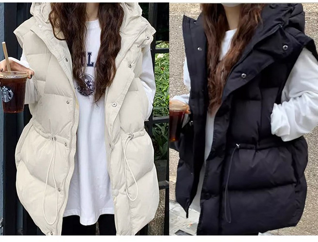 VERIT 오버핏 집업 후드 조끼점퍼 경량 패딩 조끼 VT116