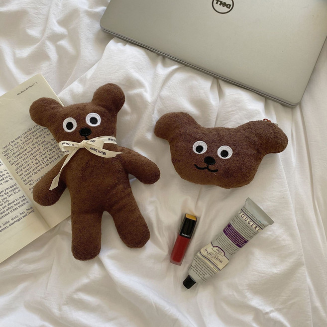 귀여운 쿠키 곰돌이 동전 지갑 곰돌이 머리 털실 카드 지갑 펜던트 가방 장식 학생 선물, 23cm, 비스킷 베어 인형