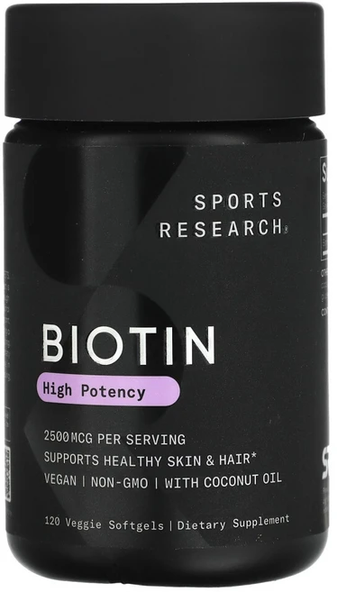 스포츠리서치 비오틴 코코넛오일 함유 2500mcg 베지 소프트젤 120정, 1개, 30정 - 쿠팡