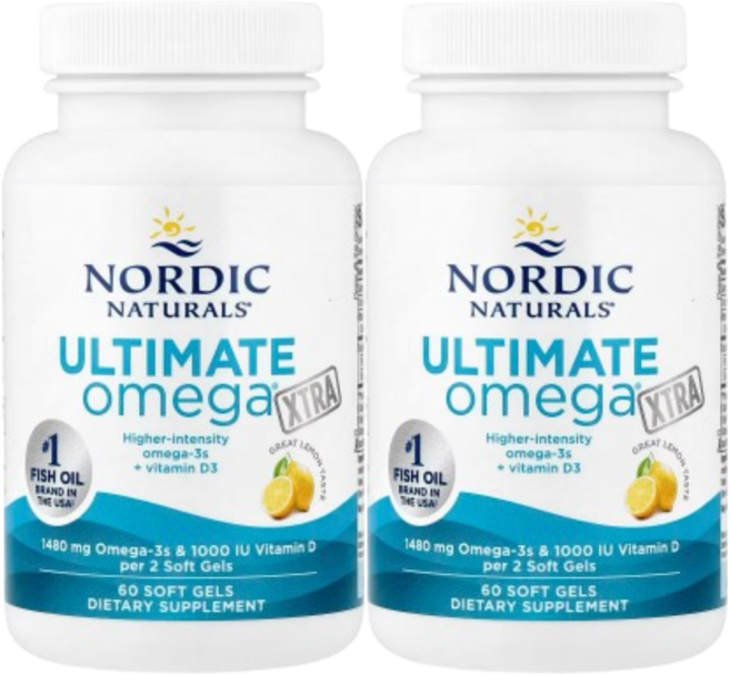 Nordic Naturals Ultimate Omega Xtra 레몬 1 480mg 소프트젤 60정, 1개