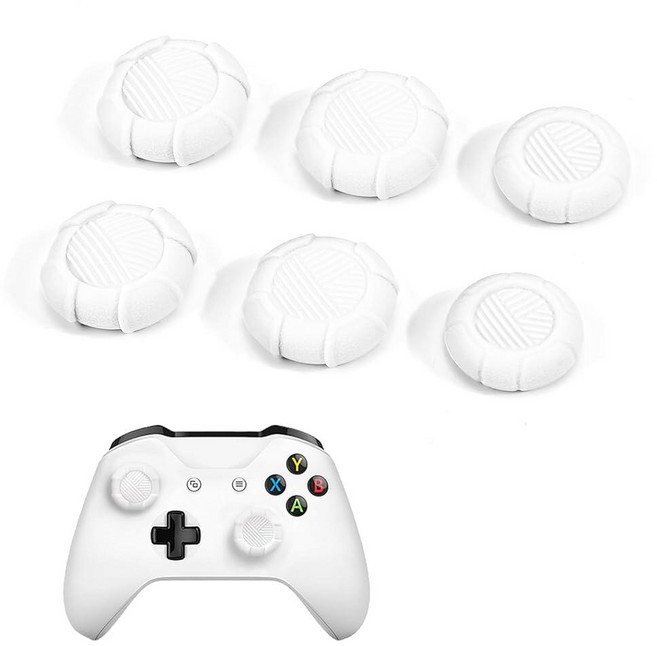 DLseego XBOX 엑스박스 One X S PS5 PS4 플레이스테이션 듀얼센스 스위치 프로 무선 컨트롤러 스팀 데크용 엄지 그립 캡 6개 부드러운 실리콘 오리지널 미끄럼, 화이트