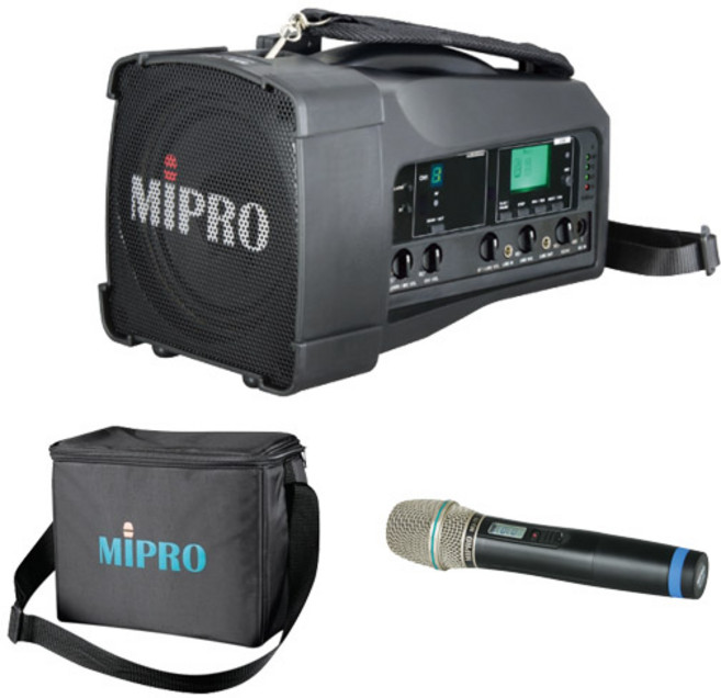 MIPRO MA-100SB 單頻迷你無線喊話器 麥克風迴音效果, 無分色(含收納包), 1套, 配1支手握麥克風