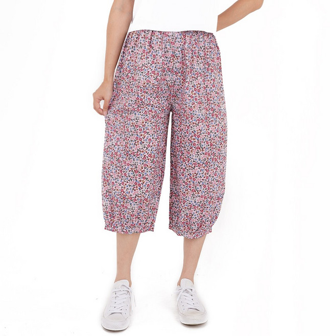 캐리루시 60수 아사 잔꽃 7부 시보리 면파자마 잠옷바지