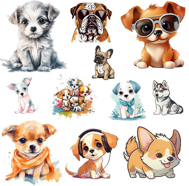 아이패드 굿노트 다꾸 스티커 굿즈제작 디자인 리소스 영구소장 백터 이미지 강아지 20종 png파일, 강아지 20종 png