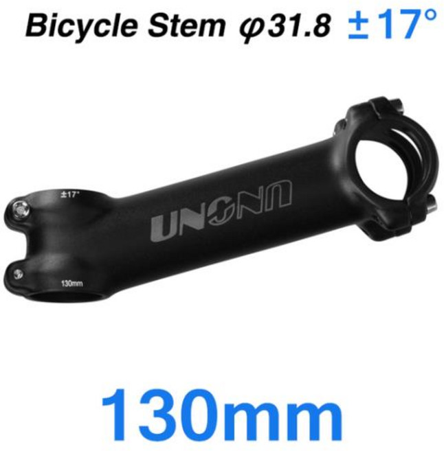 UNO 초경량 자전거 스템 알루 합금 31.8mm 산악 자전거 스템 17 도 60mm 70mm 80mm 90mm 100mm 110mm 120mm 130mm 사이클링, 31.8x130mm 17 degree, 1개