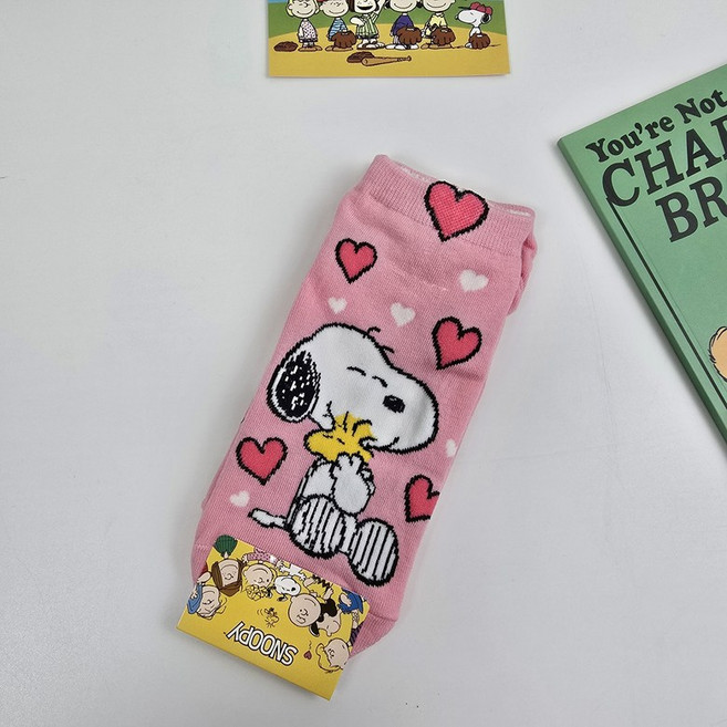 스누피 피너츠 양말 캐릭터 덧신 스니커즈 미니 귀여운 여성 패션 양말
