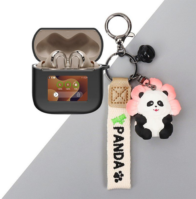 JBL 투어 프로3 케이스 피규어 키링 스트랩 버클 후크, 19 블랙 케이스 + 입체 꽃 팬더, JBL TOUR PRO2 케이스, 1개