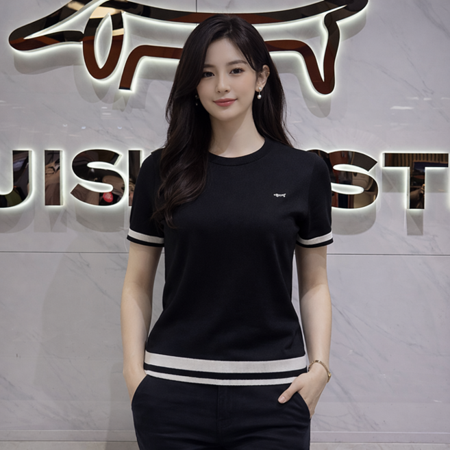 루이까스텔 [26년 여름 신상품 최저가] 여성 레이온 하이게이지 라운드골프니트 1/LO/SW/401/BCB