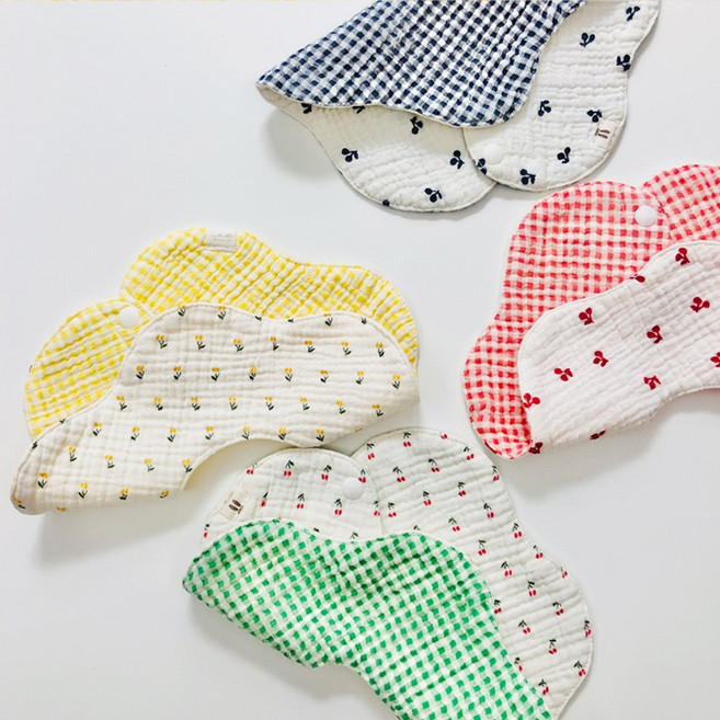 마이달토끼 체리 양면 턱받이 신생아 유아 침받이 핸드메이드 백일선물 돌선물 (4컬러 택1), 그린, 1개, 1매