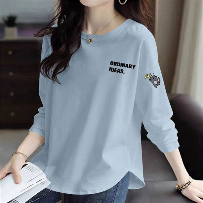 TKX 여성 봄 가을 긴팔 티셔츠 캐주얼 루즈핏 자체제작 여리핏 빅사이즈 귀여운