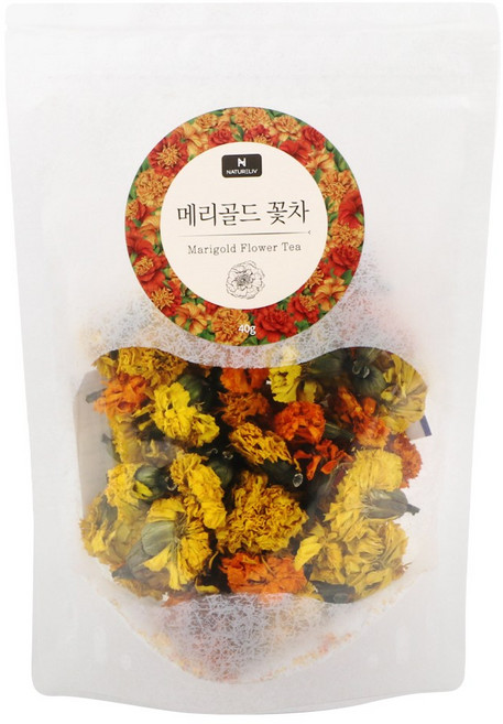 네이쳐리브 제주 수제 메리골드 꽃차 마리골드 꽃송이 파우치형, 40g, 1개, 1개입