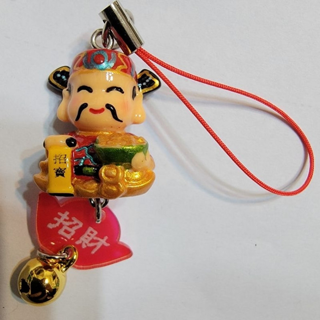 佳樺神明公仔 2.4cm 財神 月老 文昌君 玄天上帝 土地婆 孔子 公仔吊飾, 1個, 招寶財神吊飾, 招寶財神