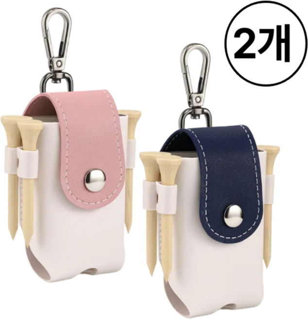 엘로웬 골프공 주머니 2구 원터치 자석 케이스, 네이비, 베이비핑크, 1개